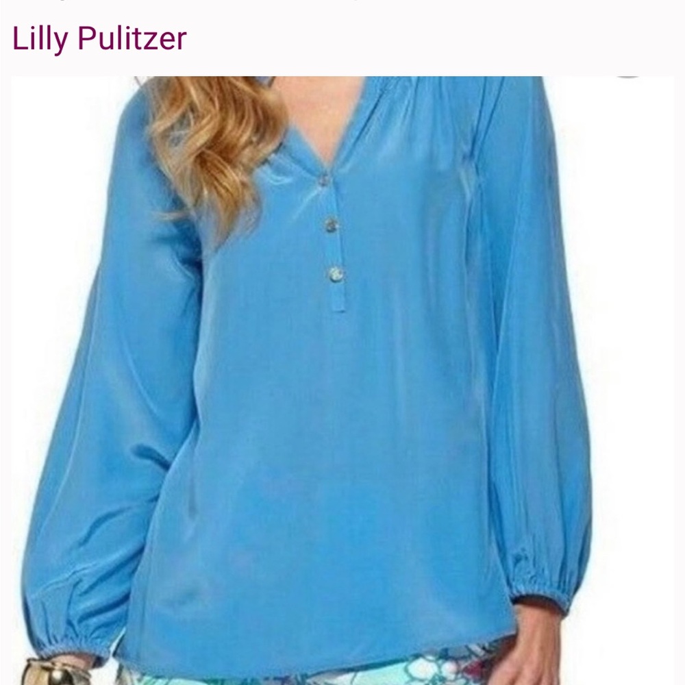 Lilly Pulitzer Sky Blue Silk Blouse